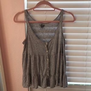 flowy trapeze button down tank